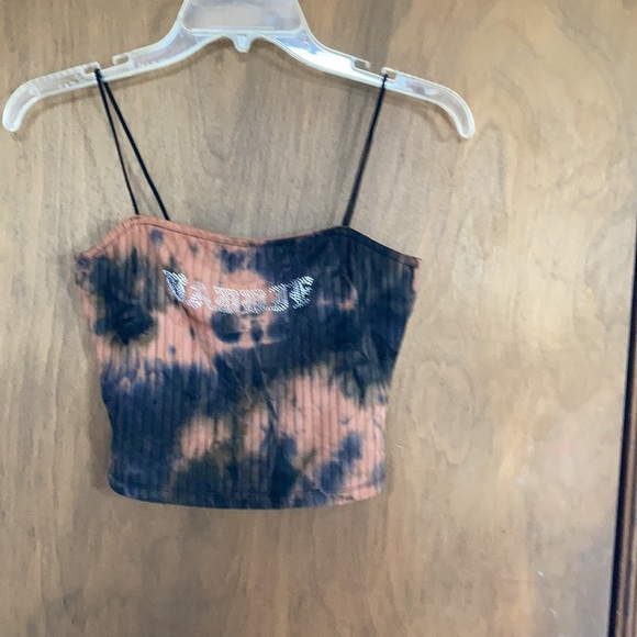 Rue21 crop top M L jr tie dye print ribbed cropped bling BADDIE on front casual - Picture 16 of 16